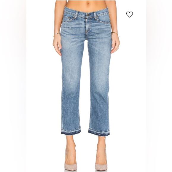 REVOLVE Rag & Bone Crop Straight Leg Raw Edge Jeans in Belgrave Wash Size 28 - Picture 2 of 12